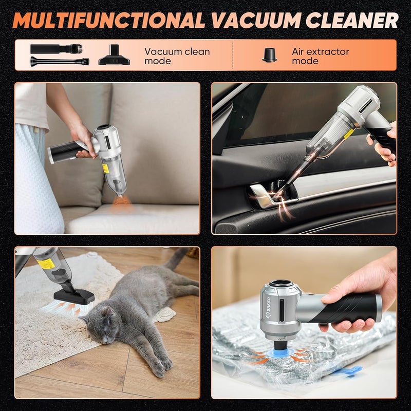 Saker Portable Handheld Vacuum Cordless Portable 17000PA Foldable Car Vacuum Cleaner Mini Dust Blower with Brushless Motor for Office Pet and Home Cleaning HL133 - Image 5